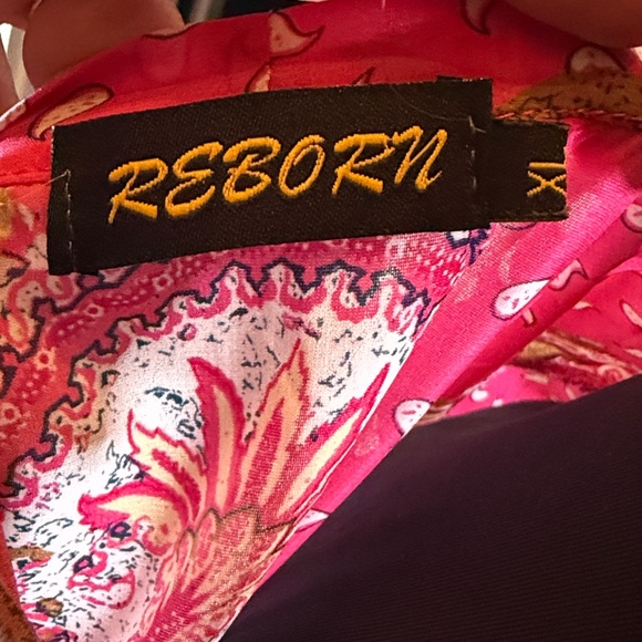 Reborn sheer pink and blue paisley print, bohemian-style tunic size XL - Picture 11 of 16